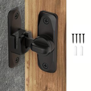 Universal Fit Metal Deadbolt Lock - Powder Coated Flip Door Latch for Barn Doors, Cabinets & Bathroom Gates, Application Controlled, Keyless Entry Safety Slide Lock - Black