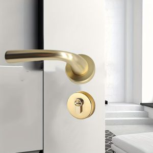 Elegant Golden Zinc Alloy European-Style Door Lock - Silent, Easy Install with Lock Body & Cylinder Included