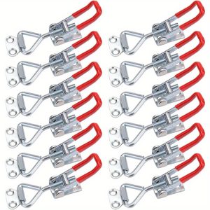 12pcs Pull Latch, Metal Adjustable Door Cabinet Box Case Toggle Latch Hasps Toggle Clamp, 4001, 220Lbs Holding Capacity