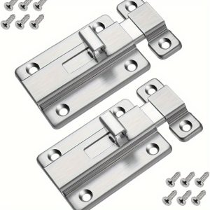 3-Pack Large Slide Bolt Latch Hasps, Stainless Steel Surface Mounted Barrel Bolt Locks for All Types of Internal Doors, Bathroom Toilet Shed Bedroom Security Slide Latch with Screws, Multi-Angle Installation