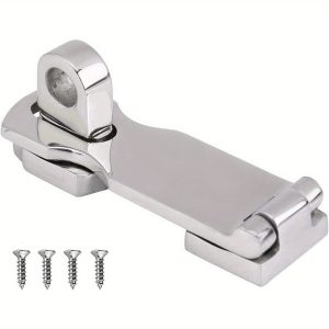 Heavy-Duty Marine Grade Stainless Steel Door Hasp with Turning Padlock Eye Mount - Durable, Corrosion Resistant, and Easy to Install for Secure Closure - Includes Screws for Convenient Mounting