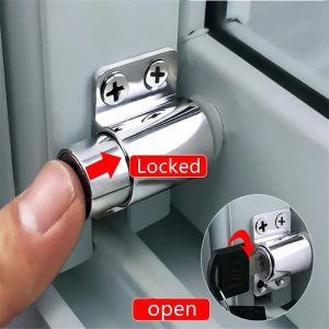 1pc Heavy-Duty Metal Sliding Door & Window Lock - Anti-Theft Security with Screws and Keys Included