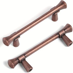 6 Pack Antique Copper Cabinet Handles, Vintage Drawer Pulls For Kitchen, Cabinet Hardware For Bedroom