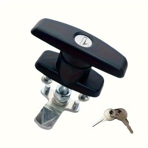 1pc T-Handle Door Lock Latch, ABS T Handle Lock Zinc Alloy Lock, Body Shed Door T-Handle Lock Kit, For Garage Door Lock Truck Cabinet Door