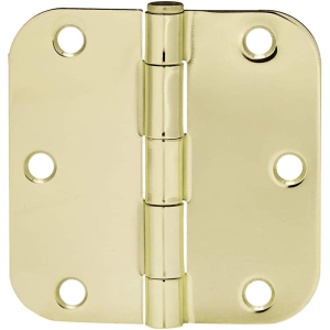 18-Pack Rounded 3.5 Inch x 3.5 Inch Door Hinges Polished Brass Door Mount