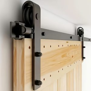 OTAVILEM Heavy-Duty Metal Sliding Barn Door Hardware Kit - Smooth and Quiet Operation - Easy Installation | I-Shape Roller | For Wood Doors, Home Closet Track Systems | Rust-Resistant, Removable Surface | Indoor Use | Uncharged | Black | Available in 59