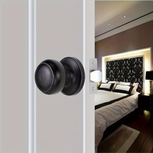 1pc Passage Door Knob Set, Aged Bronze Finish, Metal InteriorExterior Knob Lock With Hardware, Easy Installation, Classic Design