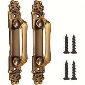 2pcs Vintage European-Style Metal Cabinet Handles with Polished Finish - Antique Bronze, Aluminum Drawer Pulls for Kitchen & Bathroom Doors, Includes Installation Hardware