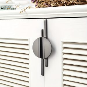 Sleek Black Half-Moon Cabinet Handles - Polished Metal Drawer Pulls with Installation Hardware Included